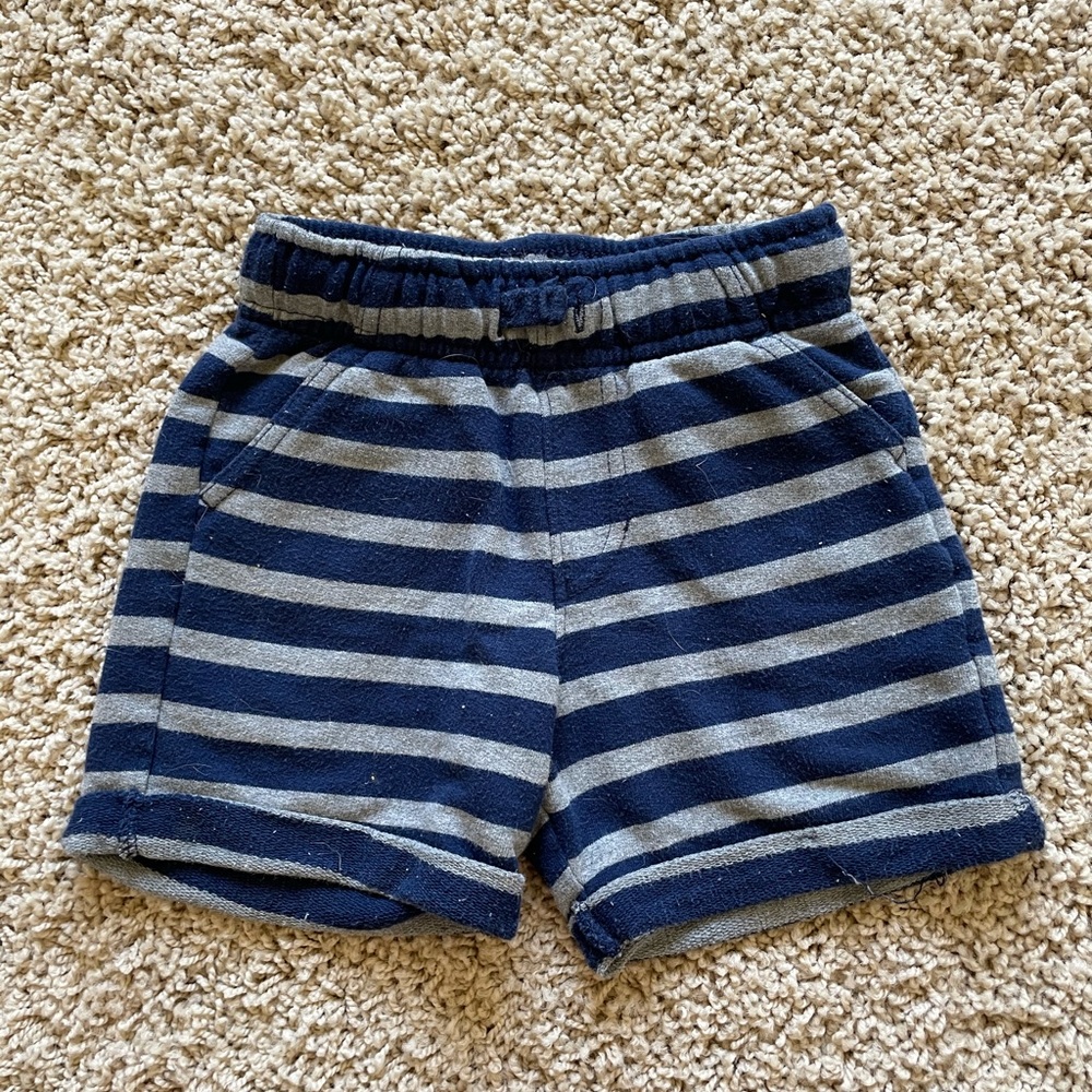 Cat & Jack Navy Blue & Gray Striped Shorts
